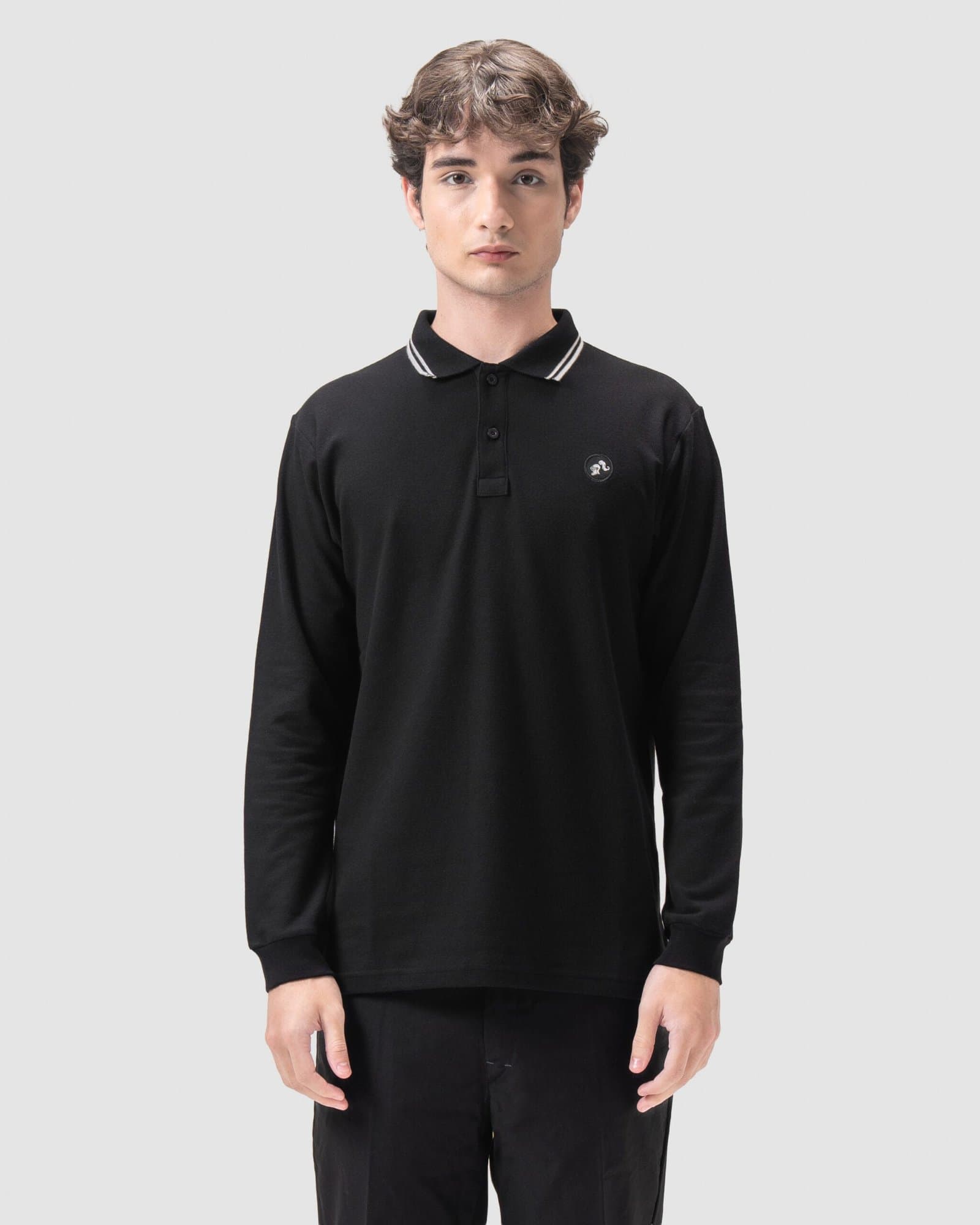 PS - Polo Shirt LS Black - Image 2